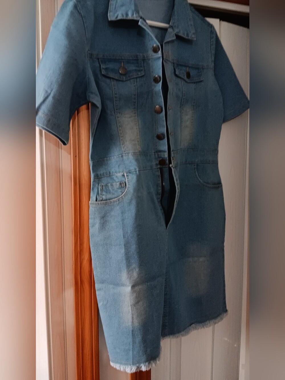 Denim Distressed Dress (NWOT) - Picture 7 of 8